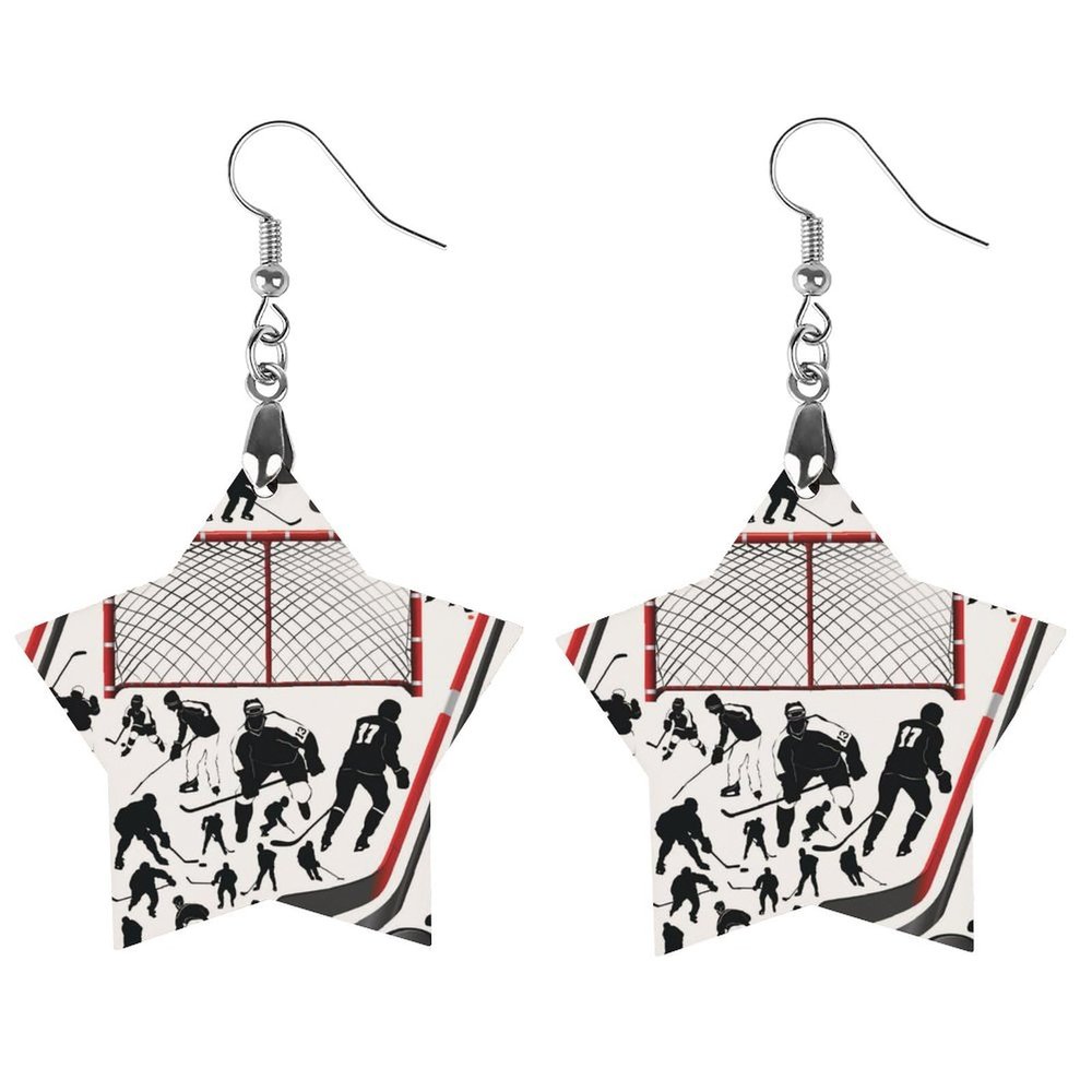 Hockey Wood Dangle Earrings Fashion Star Charms Pendants Earrings Jewelry Drop Earrings for Women