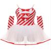 Hularka Women's Christmas Candy Cane Sling Dress Outfit Ballet Tutu Leotard Dress Xmas Costume Fancy Dress Red XX-Large view 1
