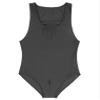 FEESHOW Women Glossy One Piece Swimsuit High Cut Backless Thong Bodysuit Bathing Suit Black X-Large view 3