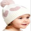 ANKOMINA Baby Winter Beanie Hat Cute Heart Pattern Cable Knitted Skull Cap with Pom Pom for Toddler Boys Girls White view 2