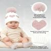 ANKOMINA Baby Winter Beanie Hat Cute Heart Pattern Cable Knitted Skull Cap with Pom Pom for Toddler Boys Girls White view 3