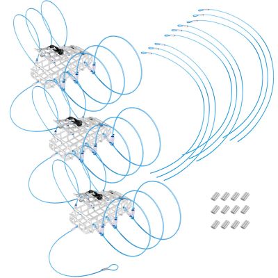 A1FISHER Luminous Crab Snare Traps Grabber with Galvanized Vinyl Coated Steel Wire Mesh, 6 Loops, 1 Ounce Galvanized Steel Block, Rectangular Bait Traps for Dungeness, Rock, Blue Crab 3PCS