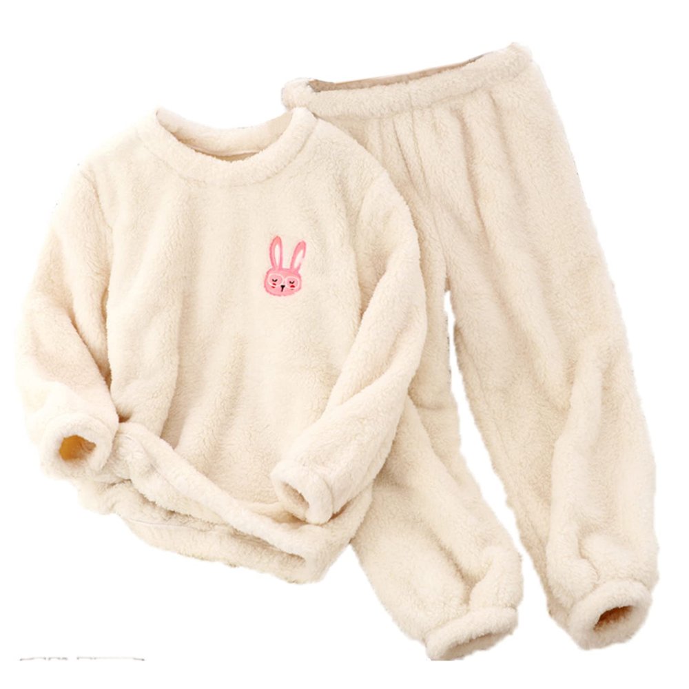 Toddler Boys Girls Winter Warm 2 Piece leepear Flannel Fleece ajamas Set Fleece Matching Tops (Beige, 3-4 Years)