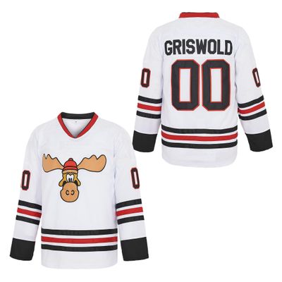 PERC30 Hockey Jerseys #00 Movie Men's Christmas Stitched Letters and Numbers S-4XL (White, X-Large)