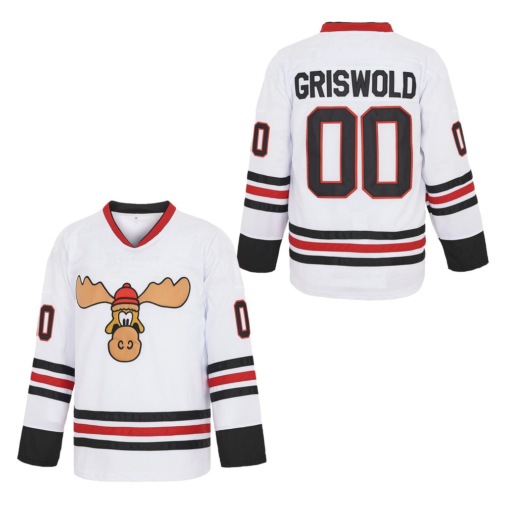 PERC30 Hockey Jerseys #00 Movie Men's Christmas Stitched Letters and Numbers S-4XL (White, X-Large)