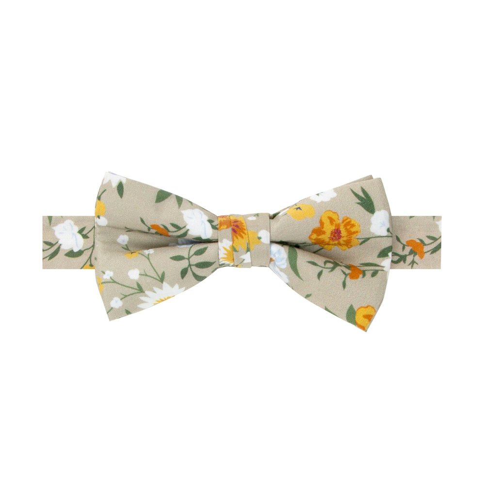 Spring Notion Boy's Cotton Floral Print Pre-tied Bow Tie, 74-Taupe Khaki Small