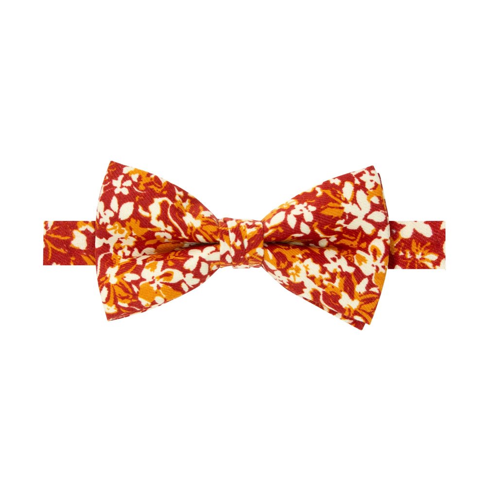 Spring Notion Boy's Cotton Floral Print Pre-tied Bow Tie, 75-Rust Medium