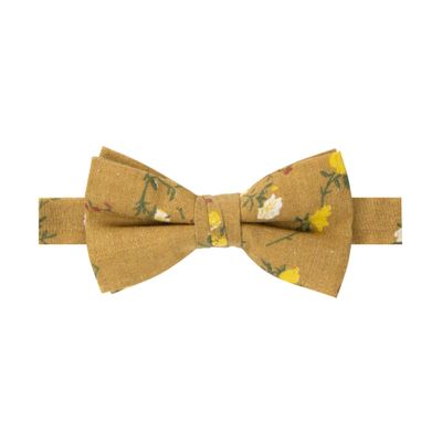 Spring Notion Boy's Cotton Floral Print Pre-tied Bow Tie, 73-Yellow Mustard Large