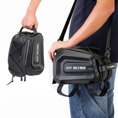 WILD MAN 4L Bike Seat Bag Waterproof Hard Shell Bike Saddlebags for Electric Bicycle Touring Sport Messenger Bag Storage Accessories(GD5,Black)