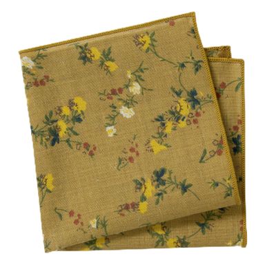 Spring Notion Boys' Cotton Floral Handkerchief Hanky Pocket Squares, 73-Yellow Mustard 8 inch - Boys