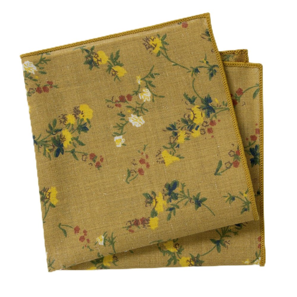 Spring Notion Boys' Cotton Floral Handkerchief Hanky Pocket Squares, 73-Yellow Mustard 8 inch - Boys