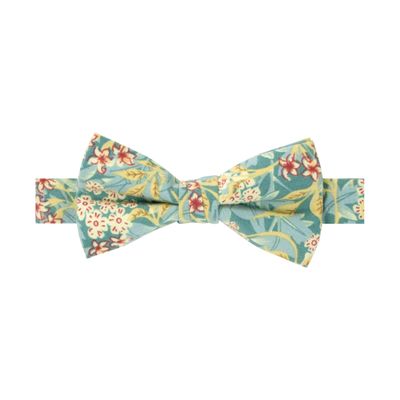 Spring Notion Boy's Cotton Floral Print Pre-tied Bow Tie, 76-Green Yellow Medium