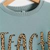 ESIKAH Teach Love Inspire Sweatshirt Leopard Print Teacher Gift Shirt Inspirational Teach Sweater Women Crewneck Pullover Top Wine Red view 3