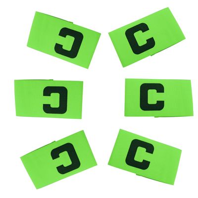 Qimoo 10Pcs Green Soccer Captain Armband, Nylon Elastic Protective Soccer Bands Adjustable Football Arm Bands C Arm Band for Youth Adult Sports Training