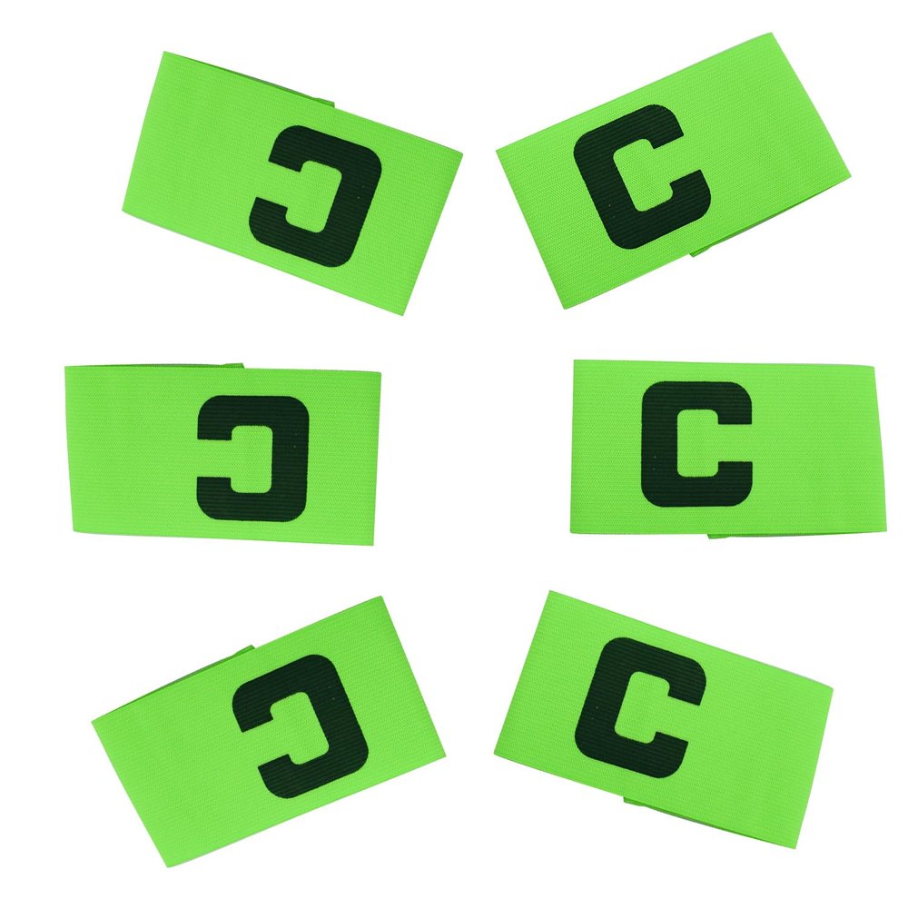 Qimoo 10Pcs Green Soccer Captain Armband, Nylon Elastic Protective Soccer Bands Adjustable Football Arm Bands C Arm Band for Youth Adult Sports Training