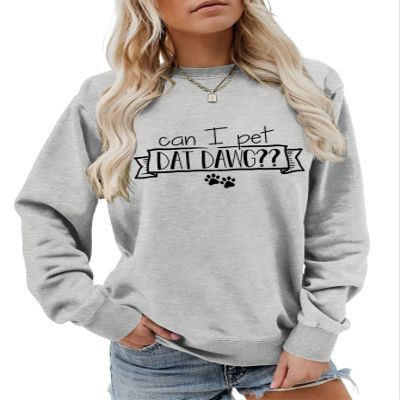 CAN I PET DAT DAWG ?! | DOG LOVERS Sweatshirt (Color : Gray, Size : XX-Large)