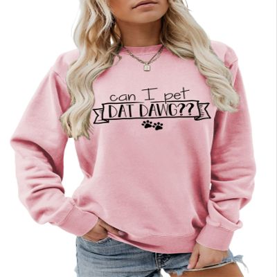 CAN I PET DAT DAWG ?! | DOG LOVERS Sweatshirt (Color : Pink, Size : X-Large)