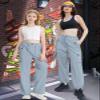 Cromoncent Girls High Waist Parachute Pants Y2K Cargo Trousers with Pockets, Light Blue, 11-12 Years = Tag 160 view 3