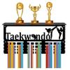 CREATCABIN Taekwondo Medal Holder Trophy Shelf Medal Hanger Display with Shelf Stand Sports 4 Rows Wall Mount Hold 70+ for Men Gymnastics Soccer Running Swimming Awards Rack 15.7 x 7.9 Inch view 1