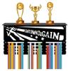 CREATCABIN Medal Holder Trophy Shelf Medal Hangers Display with Shelf Stand Sports 4 Rows Wall Mount Hold 70+ Medals for Gymnastics Soccer Running Swimming Awards Rack 15.7 x 7.9 Inch-NO PAIN NO GAIN view 1