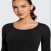 CRZ YOGA Soft Thermal Underwear Sets for Women Lightweight Long Johns Base Layer Pajamas Warm Top Bottom Black Medium view 3