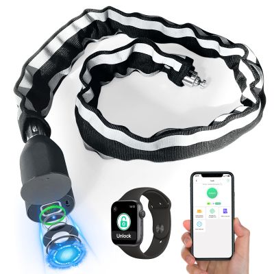 Eseesmart Bike Chain Lock, Fingerprint Bike Locks Heavy Duty Anti Theft, 3.28 Feet Security Bike Locks with APP, Waterproof Smart Cable Lock for Bike, Bicycle, Scooter, Motorcycle, Door, Gate, Fence