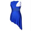 Aislor Women's Latin Salsa Ballroom Dance Dress Sheer Mesh Patchwork Asymmetrical Hem Dress Dancewear Royal Blue Large view 4