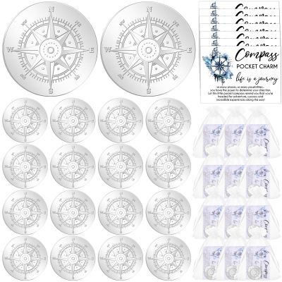 50 Sets Compass Pocket Tokens Bulk  Motivational Coins with ''Life is a Journey'' Quote, Cards & Organza Bags, Orientation Gifts for Students, Teachers, Friends