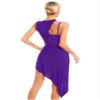 Aislor Women's Latin Salsa Ballroom Dance Dress Sheer Mesh Patchwork Asymmetrical Hem Dress Dancewear Purple Large view 2