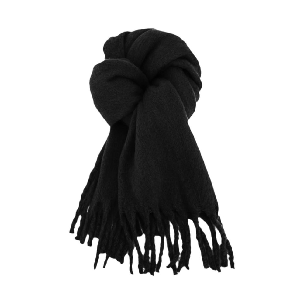 JOFOW Glory Max Unisex Plain Solid Color Winter Scarf Feel Soft Classic 90 Big Satin Scarf (Black, One Size)