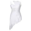 Aislor Women's Latin Salsa Ballroom Dance Dress Sheer Mesh Patchwork Asymmetrical Hem Dress Dancewear White Small view 3