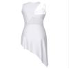 Aislor Women's Latin Salsa Ballroom Dance Dress Sheer Mesh Patchwork Asymmetrical Hem Dress Dancewear White Small view 4