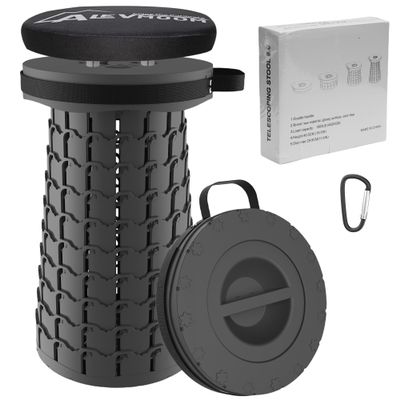 ALEVMOOM Upgraded XXL Collapsilbe Stool with Thick Cushion,More Sturdy and Height 19.7,D11.8,Portable and Lightweight Adjustable Telescoping Stool for Camping Hiking BBQ Max Loading 1000Ibs