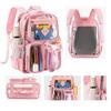SXLINGDO Transparent Mini Backpack for Women Heavy Duty Clear PVC Bookbag See Through Waterproof Large Capacity Stadium (green), 35*17*43cm view 4