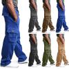 Dressnu Work Pants Sweat Pants Drawstring Multi-Pocket Tie-Downs Black L view 2