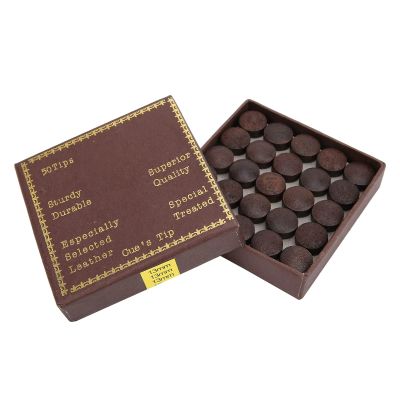 JEOZBM 50Pcs Billiard Pool Stick Tips, 13MM Leather Snooker Pool Stick Tips Replacement, Pool Stick Tip Accessories for Nine Ball Snooker