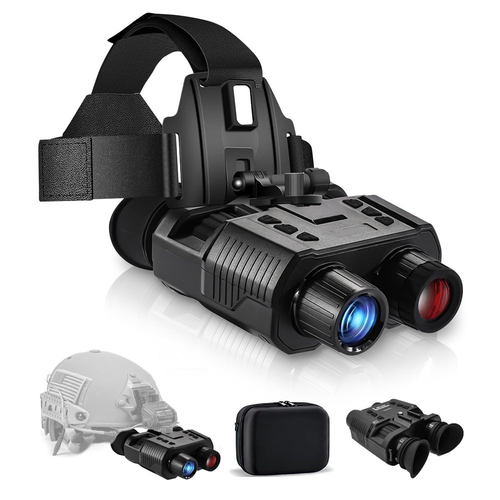 Head-Mounted Night Vision Goggles, 3D Night Vision Binoculars, 4X Digital Zoom and FOV 10 with Mount and Compatible Helmet, for Hunting & Surveillance, FHD 4K Video for Viewing 984ft
