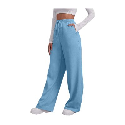 ZHUER Baggy Wide Leg Sweatpants for Women High Waist Fleece Joggers with Pockets Lightweight Comfy Drawstring Sweat Pants