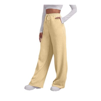 ZHUER Baggy Wide Leg Sweatpants for Women High Waist Fleece Joggers with Pockets Lightweight Comfy Drawstring Sweat Pants