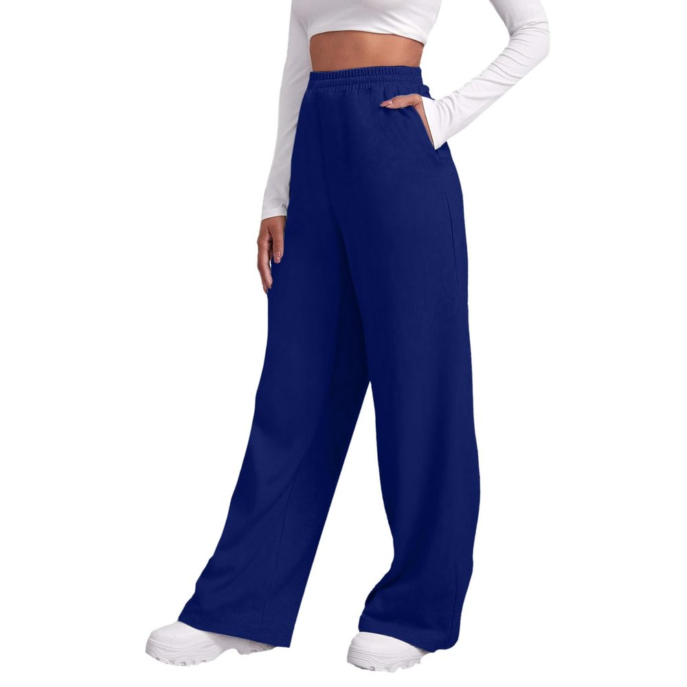ZHUER Baggy Wide Leg Sweatpants for Women High Waist Fleece Joggers with Pockets Lightweight Comfy Drawstring Sweat Pants
