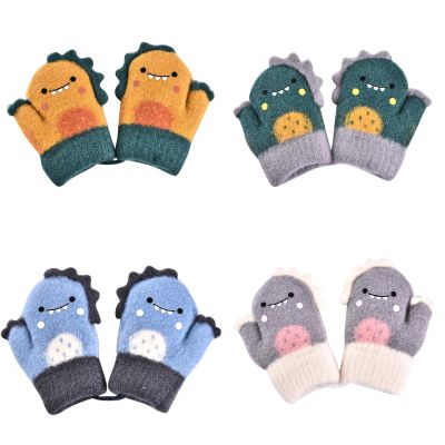 Kids Mittens Toddler Stretch Warm Lined Full Finger Knitted Gloves Winter Warm Gloves for Boys and Girls (Blue, 0-2 Years)