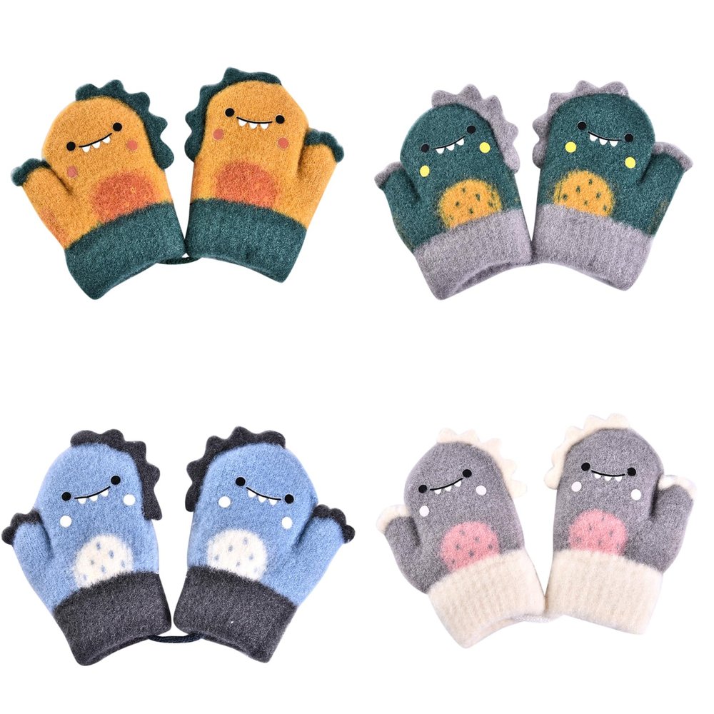 Kids Mittens Toddler Stretch Warm Lined Full Finger Knitted Gloves Winter Warm Gloves for Boys and Girls (Blue, 0-2 Years)
