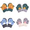 Kids Mittens Toddler Stretch Warm Lined Full Finger Knitted Gloves Winter Warm Gloves for Boys and Girls (Blue, 0-2 Years) view 1