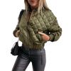 Canbebig Clearance Women's Puffer Jacket Lightweight Quilted Padded 4 Pockets Zip-up Stand-Collar Winter Fleece Coat D-Green