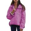 Canbebig Clearance Women's Oversized Pullover Puffer Jacket Long Sleeve Hooded Lightweight Warm Quilted Hoodies Coat C-Purple view 1