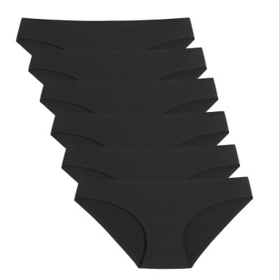 Caterlove Women's Seamless Underwear No Show Stretch Bikini Panties Silky Invisible Hipster 6 Pack (E, X-Small)