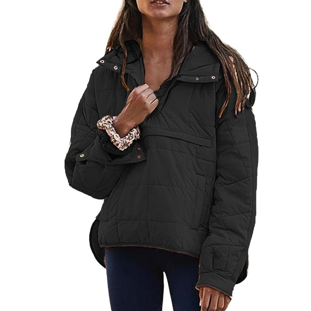 Clearance Women's Cropped Floral Quilted Jacket Cardigan Printed Lightweight Open Front Padded Puffer Coat C-Black