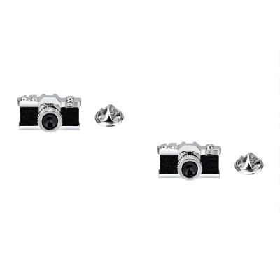 2 vintage camera brooches, men's and women's suit pin badges, sweater jacket bag pins