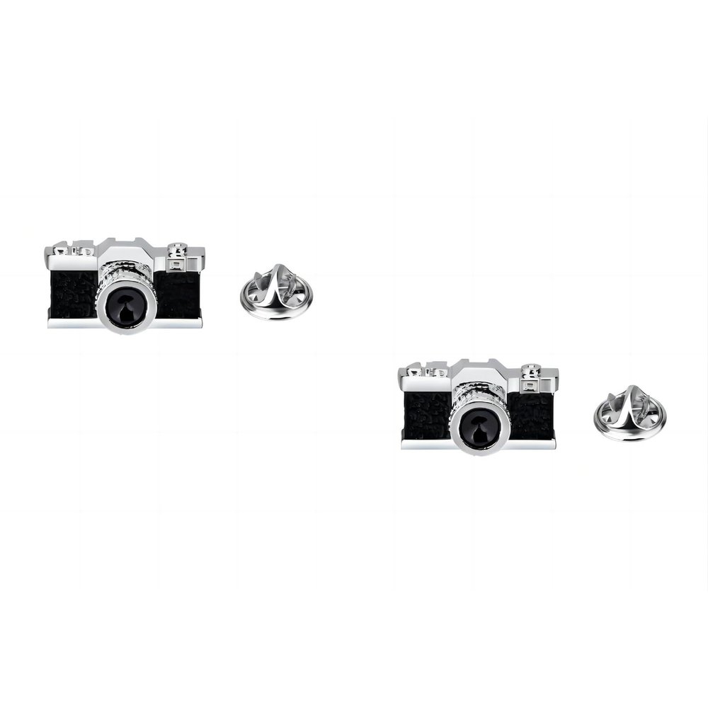 2 vintage camera brooches, men's and women's suit pin badges, sweater jacket bag pins
