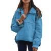 Canbebig Clearance Women' s Cropped Quilted Puffer Jacket Outerwear Coats C-Blue